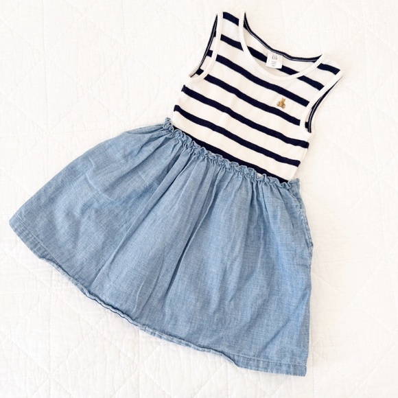 GAP Other - 3 Years GAP Kids Striped Navy Blue White Chambray Casual Dress